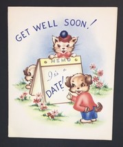 Vintage Kitsch Get Well Soon Card Cat &amp; Dogs Quick Recovery - £3.93 GBP
