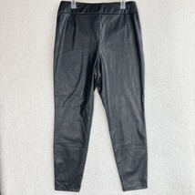 J.Crew Black Leather Pants Womens L Faux Stretch Lined Skinny Grease 34x... - £10.97 GBP