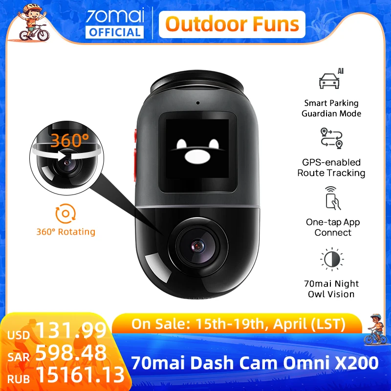 70mai Dash Cam X200 Omni  360° Full View 70mai Camera Car DVR X200 Built-in GPS - £228.76 GBP+