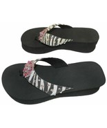 SS Women Wedges Flip Flops W/ Rhinestone Size 7 Made W/ Swarovski Elements - $39.32 CAD
