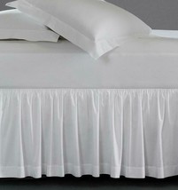 SFERRA Celeste White King Bed Skirt Dust Ruffle Egyptian Cotton Percale - $355.00