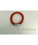 David Yurman 925 Sterling Silver Triple Wrap Chevron Orange Leather Brac... - $3,236.65 MXN