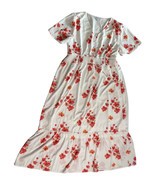Womens Polagram White Coral Floral Print Flowy Boho Ruffled Maxi Dress P... - $1,091.30 MXN