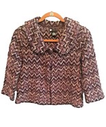 S Carole Little Vintage Cropped Jacket Coat Part Wool Purple Zig Zag Pat... - £29.79 GBP
