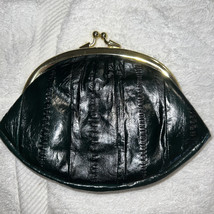 Lee Sands Dark Green Eel Skin Vtg Coin Purse Wallet 2 Compartments - $19.99