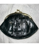 Lee Sands Dark Green Eel Skin Vtg Coin Purse Wallet 2 Compartments - €17,35 EUR