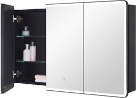 Lighted Bathroom Medicine Cabinet With Round Corner Framed Mirror Door 4... - $497.99