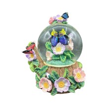 Vintage Butterfly and Flower Snow globe, Water Globe Music Box musical 6.5&quot; - £19.35 GBP