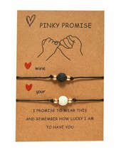Lava Stone Bracelet Friendship Lover Couple Charm Card Wish Pinky Promise  Gift - £3.14 GBP