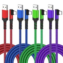 Usb C Cable 10Ft, 4-Pack Long Braided Usb A To Usb C Cable 90 Degree Plug Type C - £24.23 GBP