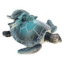 Blue Sea Turtle Mom and Baby Polystone Figurine 3&quot; Length, Baby Sea Turtle - £6.44 GBP