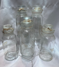 Antique Lot Of 5 TCW Co USA Clear Glass Apothecary Pharmaceutical Chemis... - $39.55