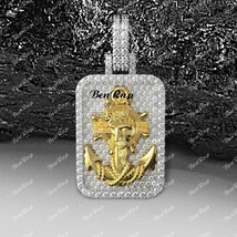 14K White Gold Fn Diamond Silver Jesus Christ on Cross Anchor Pendant Charm - £166.25 GBP