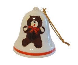 Vintage Merry Christmas 1980 Porcelain Bell Ornament Teddy Bear  Japan MINT! - £7.95 GBP