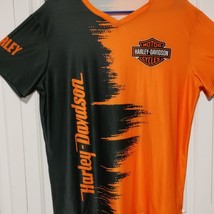 Harley Davidson TShirt Size Medium Bar And Shield Black And Orange - £10.03 GBP