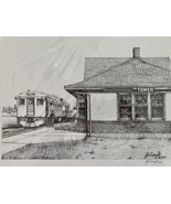Tower Minnesota Railroad Train Depot Drawing John Cartwright Signed Prin... - £15.48 GBP