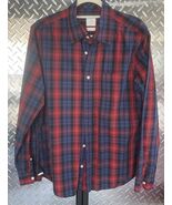 GAP Lived-In Men’s Plaid Button Up Shirt Red Blue Long Sleeve Casual Size M - $22.01 CAD