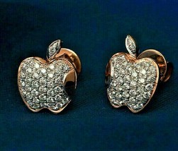 1.90Ct Diamant Rond Apple Motif Boucles D&#39;Oreilles 14K Finition or Rose - £84.71 GBP