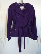 JONES NEW YORK LADIES PURPLE KNIT DOUBLE BREASTED JACKET-S-LINED-MED.WEI... - $11.30
