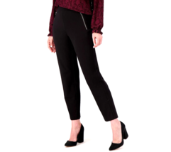 Susan Graver Supreme Knit Slim Leg Pants, Zipper Pocket Detail- BLACK, XL - $40.63