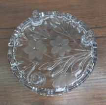 Heavy Cut Crystal? Etched Flower Glass Round Bowl Saw Tooth Edge - $26.29