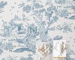 Peel and Stick Wallpaper Blue and White Wallpaper Toile Removable Self-A... - £15.13 GBP