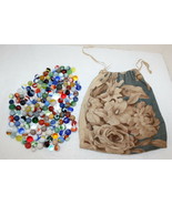 236 Vintage Antique Swirl &amp; Colored Glass Marbles w/ Rose Floral Satchel - $6,624.03 MXN