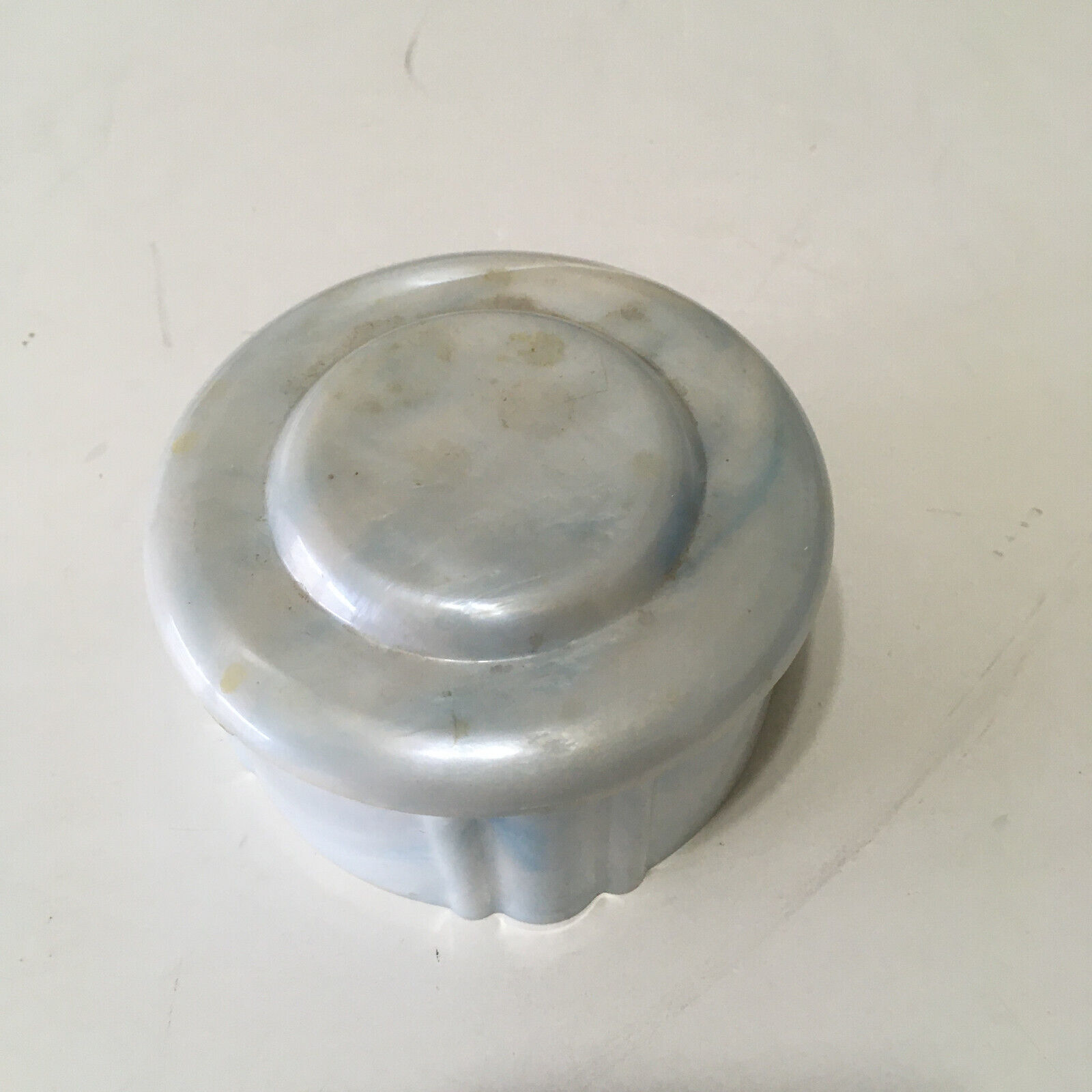 Vintage round plastic powder jar with lid vanity collectible movie photo... - $19.75