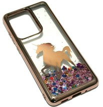 Samsung Galaxy S20 Ultra 6.9&quot; Rose Gold Unicorn Glitter Stars Liquid Case Cover - £13.66 GBP