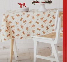 Peva Tablecloth,60&quot;x84&quot; Oblong (6-8 People) Winter,Christmas Gingerbread Men, Ws - £12.65 GBP