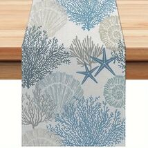 Beach Coastal Decor Theme Table Runner - 72"x13" - Star Fish, Corals, Se... - $22.23