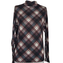  Plaid Mock Neck Long Sleeve Top Size Small  - £19.36 GBP