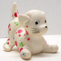 VTG 1967 Holland Hall White Red Green Blue Floral Squeaker Toy Playful Kitty - £19.79 GBP
