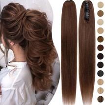 Claw Clip Ponytail Extension Human Hair #4 Medium Brown Real Hair Ponytail Exten - $55.99