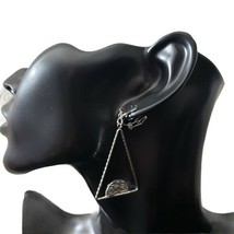 Fashion Jewelry Womens Silver Drop Triangle Half Circle Moon Clip On Ear... - $12.88