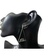 Fashion Jewelry Womens Silver Drop Triangle Half Circle Moon Clip On Ear... - £10.12 GBP