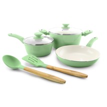 Gibson Home Plaza Cafe 7 Piece Essential Core Aluminum Cookware Set in Mint - €124,41 EUR