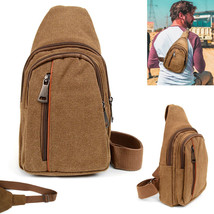 Unisex Crossbody Shoulder Chest Cycle Sling Bag Daily Travel Canvas Back... - £21.17 GBP