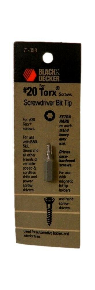 Black & Decker 71-358 #20 Torx Screwdriver Bit Tip - £10.53 GBP