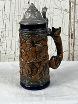 Vintage GERZ W. GERMANY Beer Stein - Boar Hunting Fox - Handle w/ Pewter... - £37.35 GBP