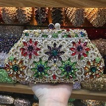  silver/gold/purple  Clutch Bag Wedding Bride Crystal Encrusted Bags Sparkly Dia - £96.64 GBP