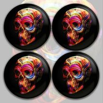4 x 50 mm Domed  by Skull Decal Sticker for Rims - Wheel Caps - Wheel Ce... - £11.01 GBP
