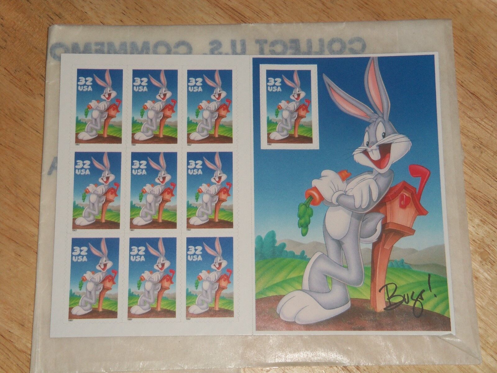 Primary image for 1997 32¢ Bugs Bunny Single Sheet Pane of 10 Collector Series USPS Postage Stamps