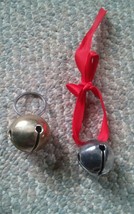 005 Lot of 2 Sleigh Bells Brass Chrome Shiny Silver Holiday Christmas - $11.99
