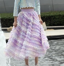 A-line Rainbow Tulle Skirts Women Plus Size Layered Lace Tulle Skirt Outfit image 6