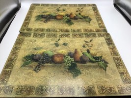 Place Mats Cork Back Fruit Still Life Set of 2 Tuscan Muted Colors Farmhouse  - £21.92 GBP