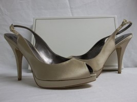 BCBG Max Azria Sz 9.5 M Libby Champagne Satin Slingbacks Heels New Womens Shoes - £94.17 GBP
