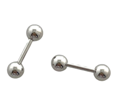 Earrings Barbell Stainless Steel 304 Grade 4mm Double Ball Studs Posts - £7.50 GBP