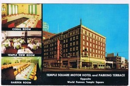 Postcard Temple Square Motor Hotel &amp; Parking Terrace Salt Lake City Utah - £2.32 GBP