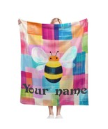 Patchwork Bee Personalized Childrens Blanket – Soft Custom Name Bumblebe... - $34.00+